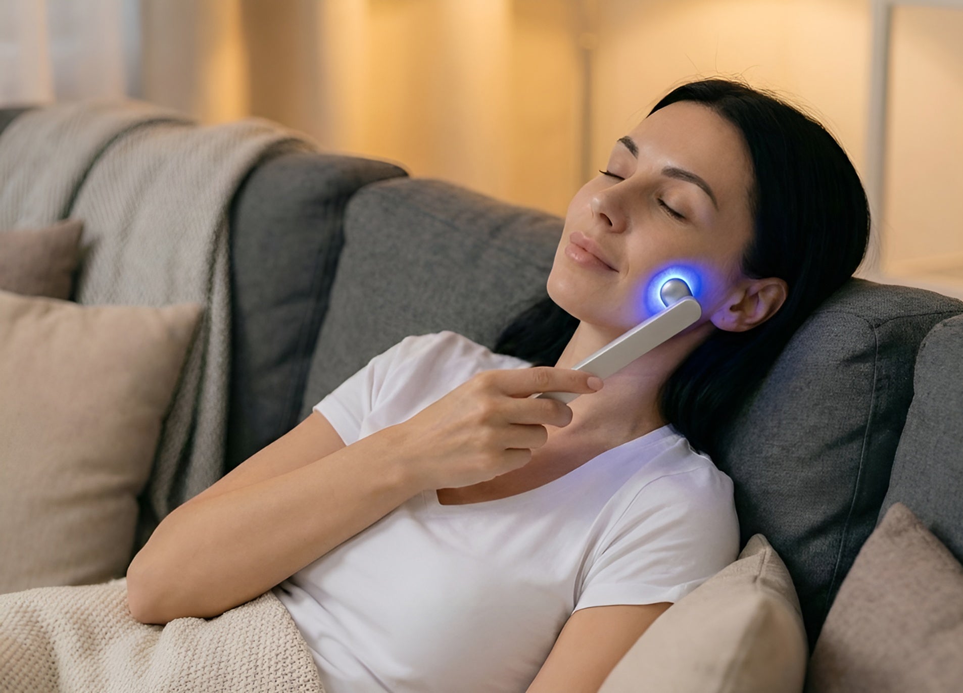 Woman using blue mode